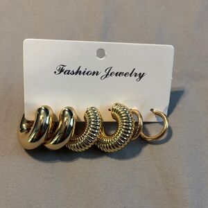 Gold Hoop Earrings Set